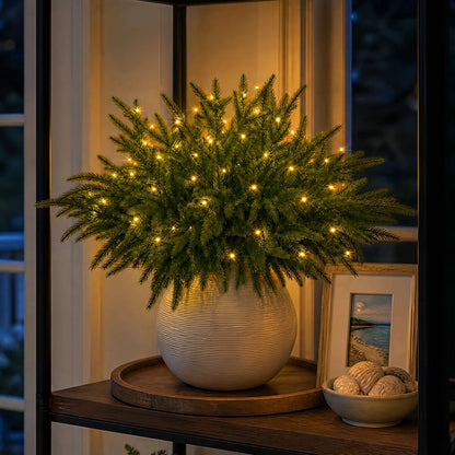 Enchanted Evergreen Pine – 18" Pre-Lit Norfolk Pine Branches with Warm LED Glow