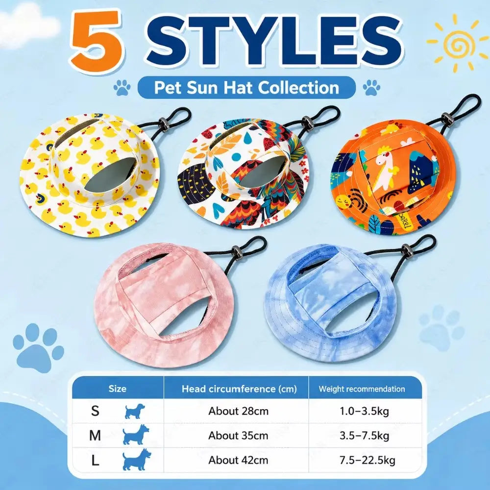 🐾 Adjustable Pet Sun Hat – Wide-Brim Bucket Hat for Dogs & C