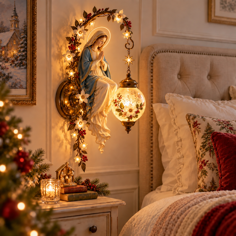 Our Lady Mary Sacred Christmas Wall Lamp