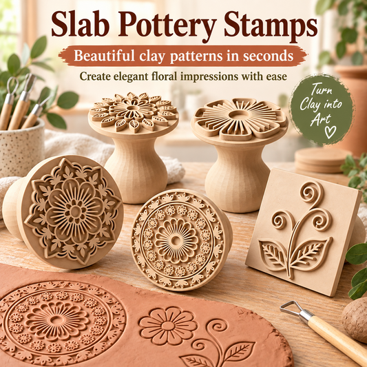 🌼Slab Pottery Stamps（5-Piece Stamp Set）