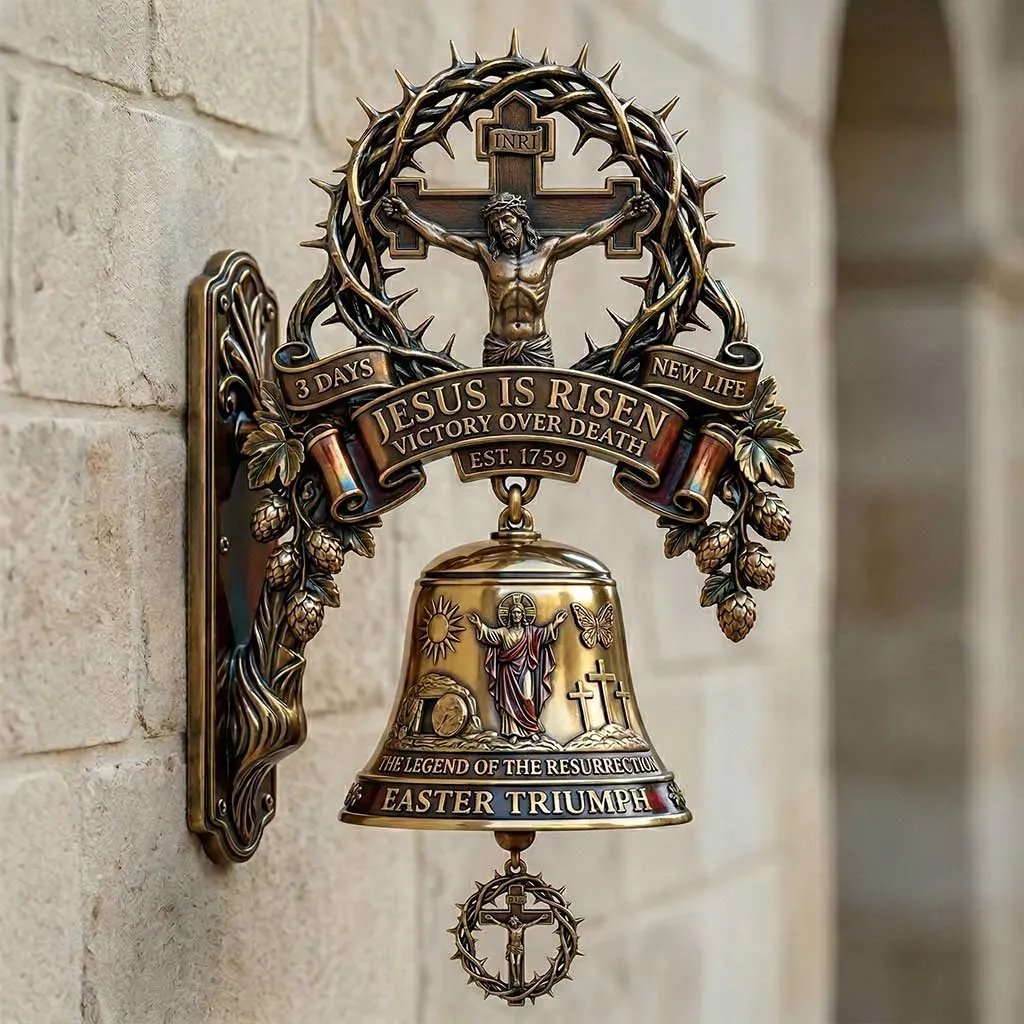 ✨Our Lady of Grace Bronze Miraculous Medal Wall Bell | 🙏Catholic Religious Home & Garden Decor"