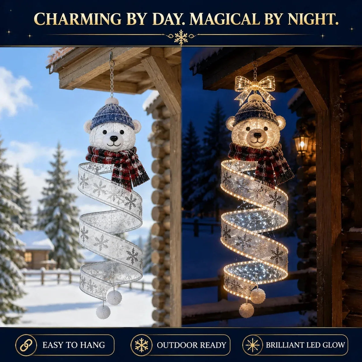 ✨ Christmas Magic Spiral Hanging LED Lights – 3D Floating Holiday Decor Collection