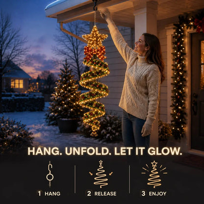 ✨ Christmas Magic Spiral Hanging LED Lights – 3D Floating Holiday Decor Collection