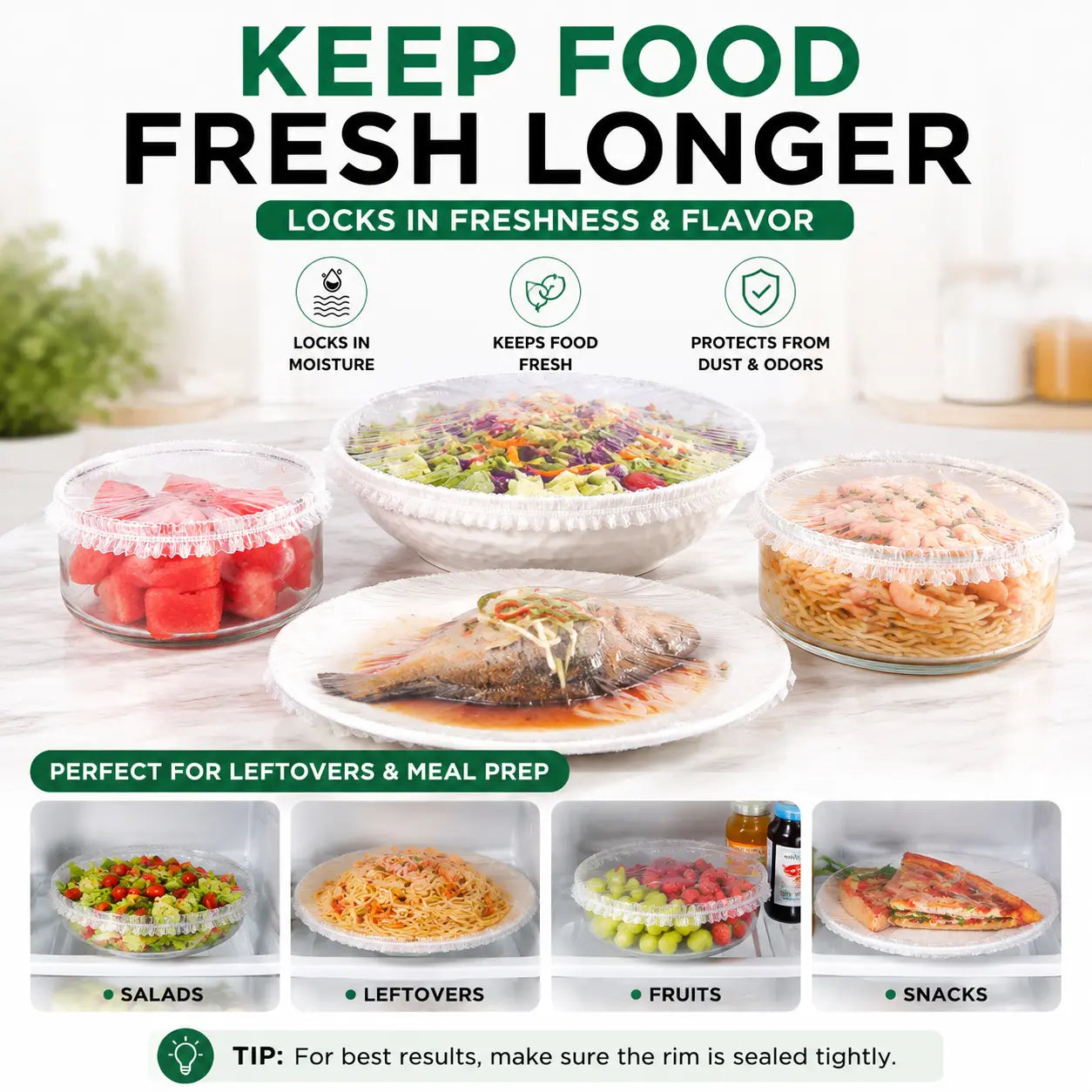 🔥 LAST DAY: Buy 1 Get 1 FREE | 100PCS Disposable Stretch Food Covers for Bowls & Plates