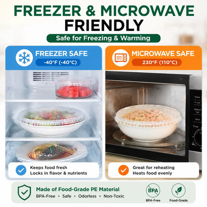 🔥 LAST DAY: Buy 1 Get 1 FREE | 100PCS Disposable Stretch Food Covers for Bowls & Plates