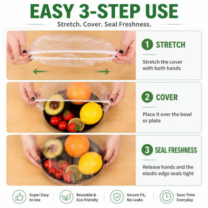 🔥 LAST DAY: Buy 1 Get 1 FREE | 100PCS Disposable Stretch Food Covers for Bowls & Plates