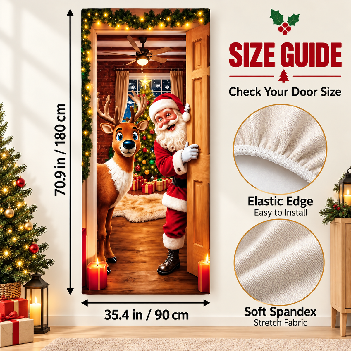 🎄 Christmas Door Cover – Bring Holiday Magic to Your Front Door