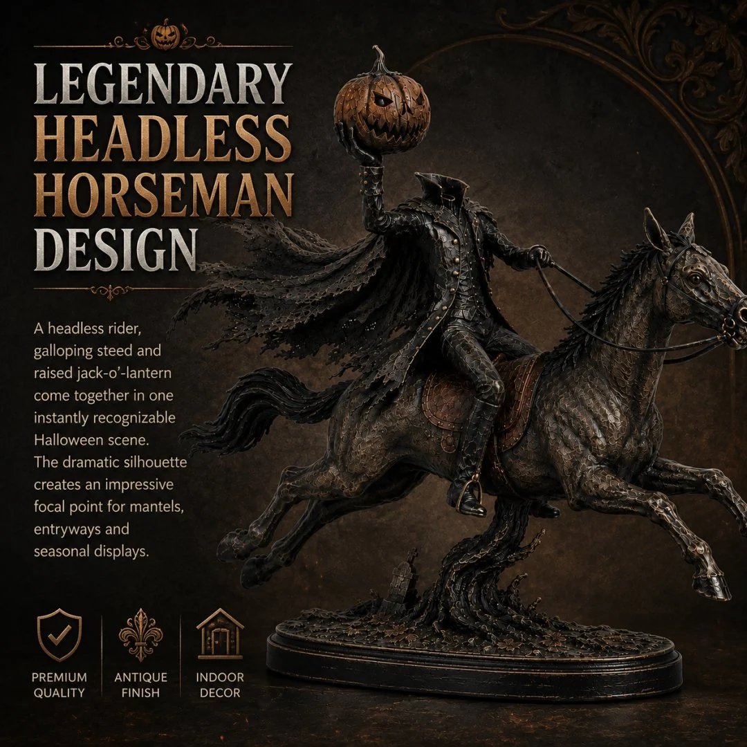 Midnight Chase Headless Horseman LED Statue - Halloween Decor