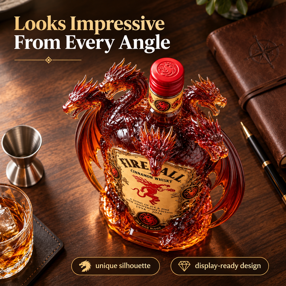 🐉 Legendary Dragon Collector Bottle™ – Sculpted Multi-Head Dragon Display for Home Bar & Gifting