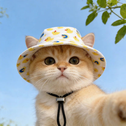🐾 Adjustable Pet Sun Hat – Wide-Brim Bucket Hat for Dogs & C