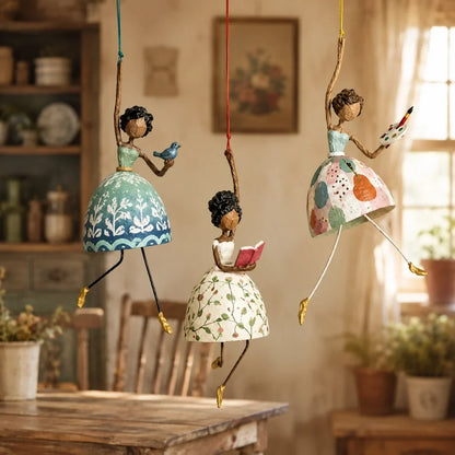 💐 Whimsical Dancing Lady Hanging Ornament – Charming Swaying Folk-Art Decor for Porch & Home