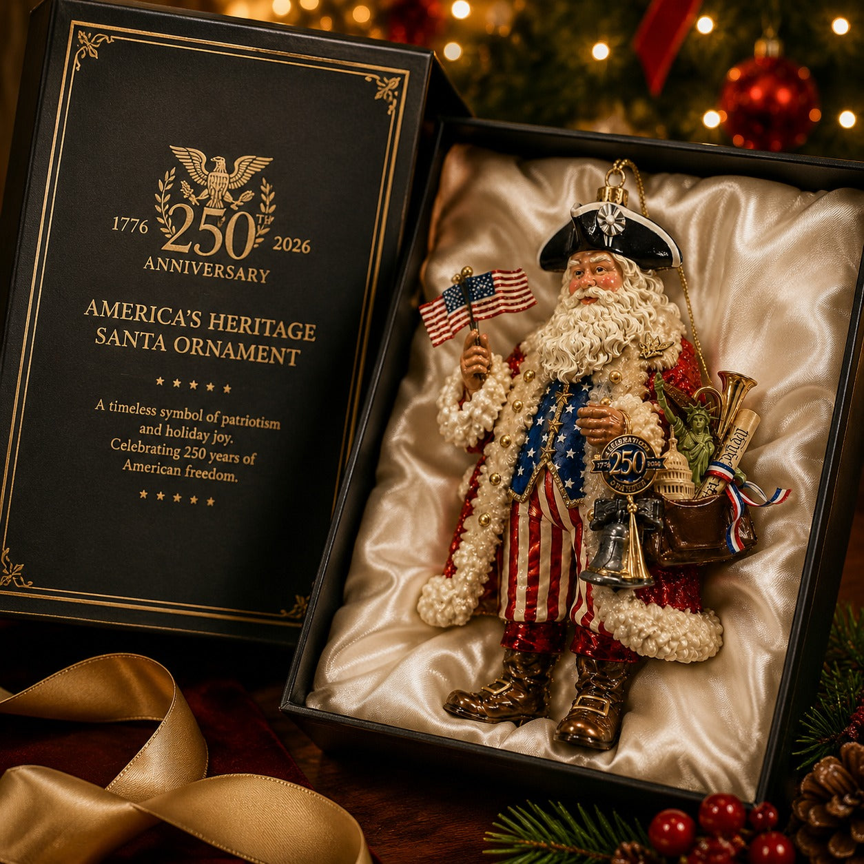 🔥Last day with huge discounts!250th Anniversary Santa Christmas Ornament – A 2026 American Keepsake