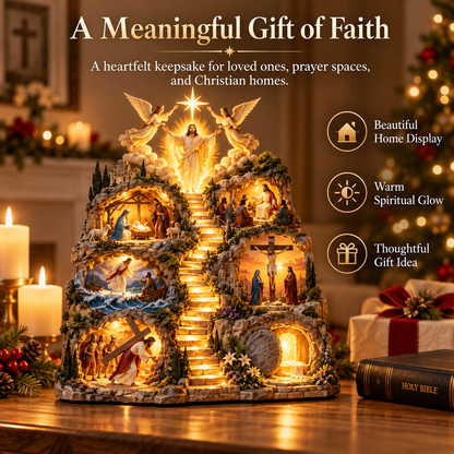 ✝️✨ Journey of Jesus– 3D Lighted Bible Story Sculpture | From His Birth to Resurrection