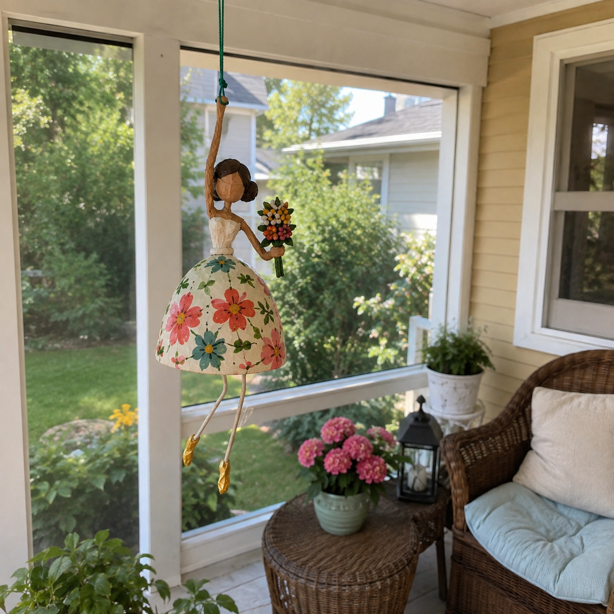 💐 Whimsical Dancing Lady Hanging Ornament – Charming Swaying Folk-Art Decor for Porch & Home