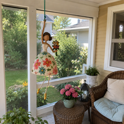 💐 Whimsical Dancing Lady Hanging Ornament – Charming Swaying Folk-Art Decor for Porch & Home