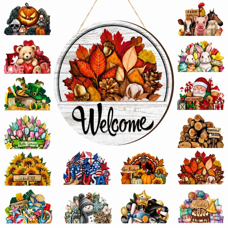 🔥Hot Sale - 50% OFF🔥 — 16 Pcs Interchangeable Welcome Sign for Front Door