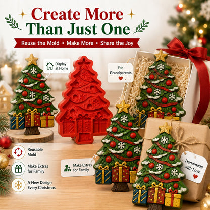🎉🎄 DIY Christmas Tree Mold & Paint Craft Kit | Reusable 3D Mold with 8 Acrylic Paints, 2 Brushes & Festive Detail Guide 🎨✨