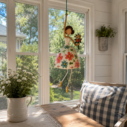 💐 Whimsical Dancing Lady Hanging Ornament – Charming Swaying Folk-Art Decor for Porch & Home