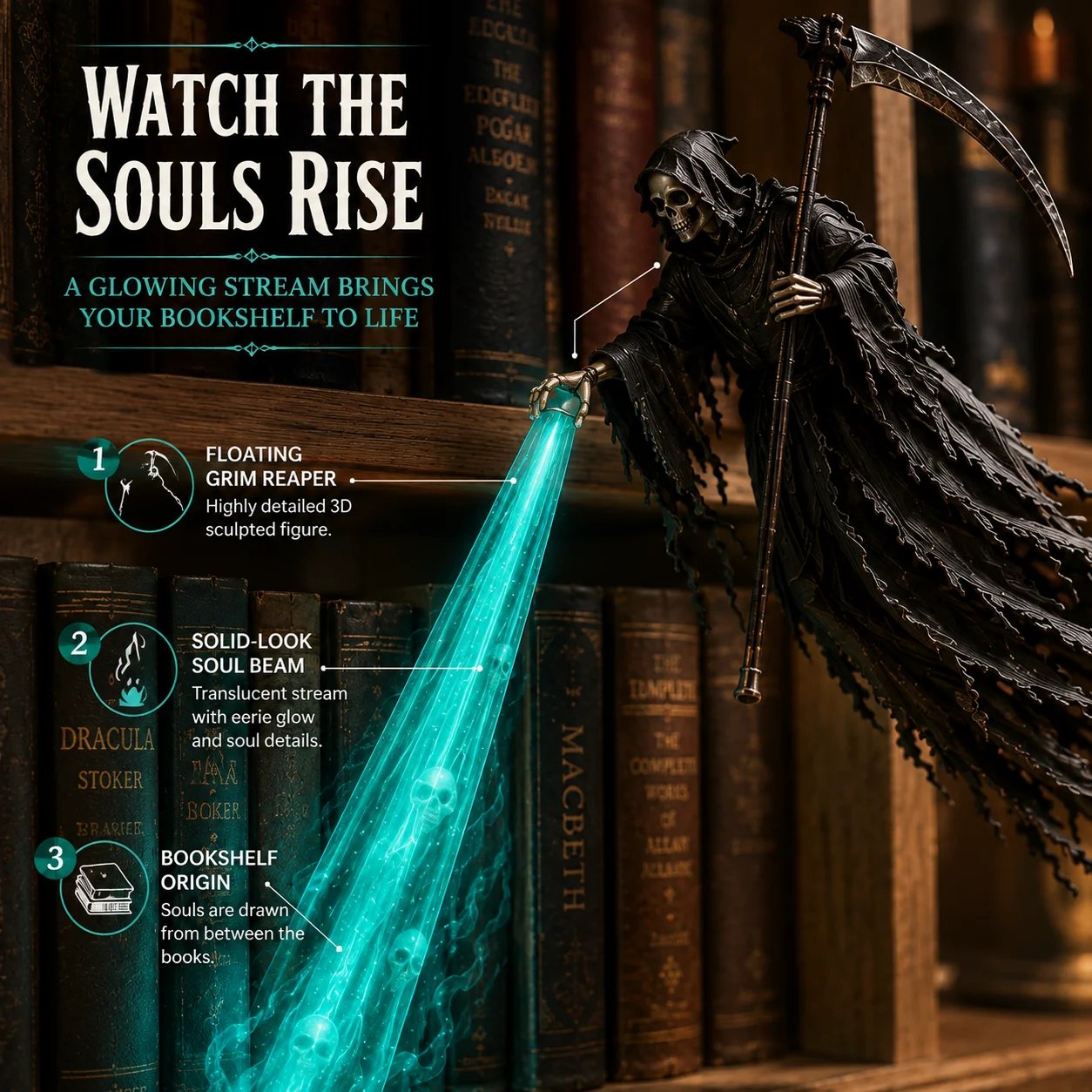 🔥Buy 2 Get 20% OFF🔥💀 The Soul Collector — Haunted Reaper Shelf Light