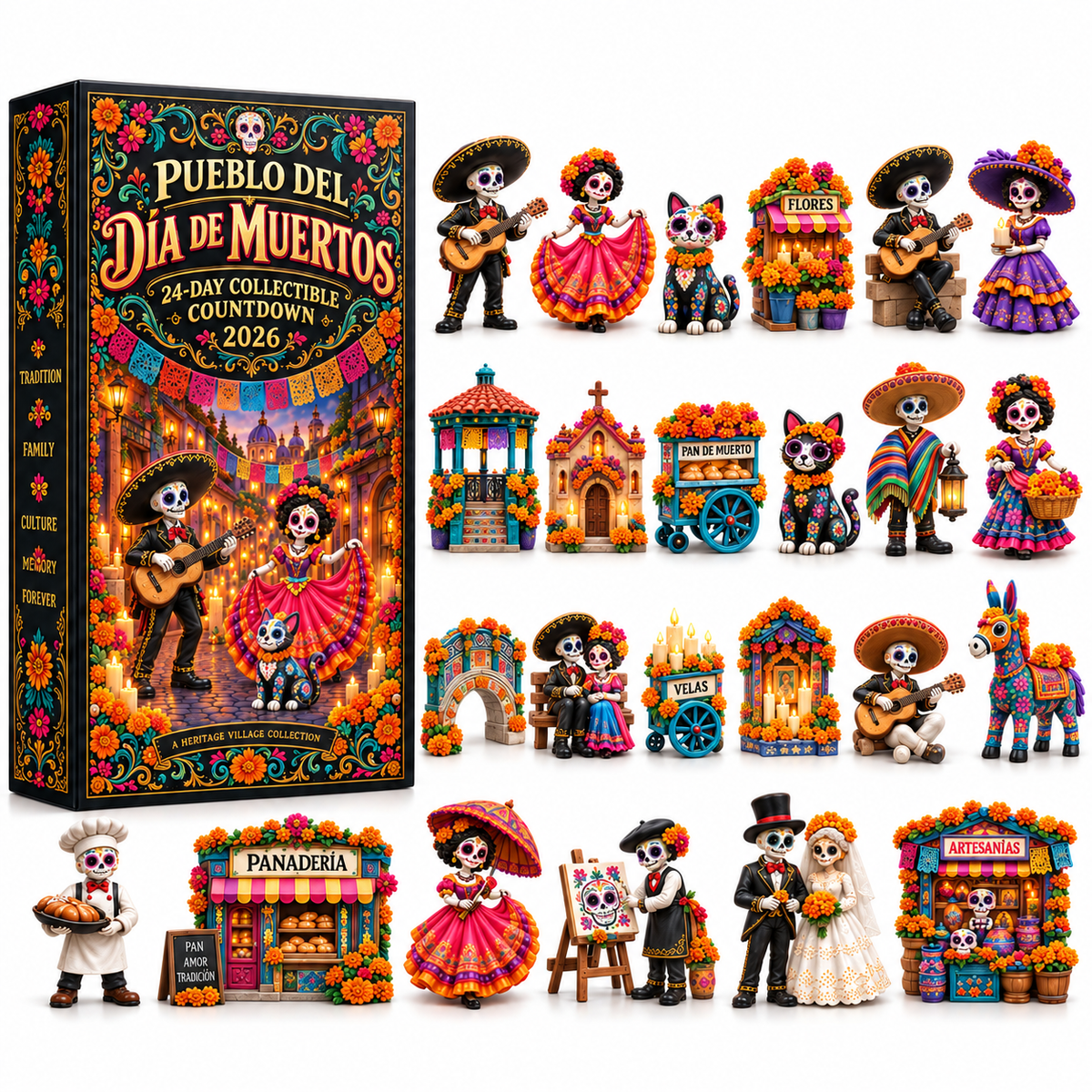 💀 2026 Día de Muertos 24-Day Collectible Countdown – Build Your Own Heritage Village