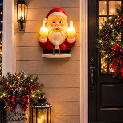 Funny Light-Up Middle Finger Santa Night Light – 7.9-Inch Wall Decor