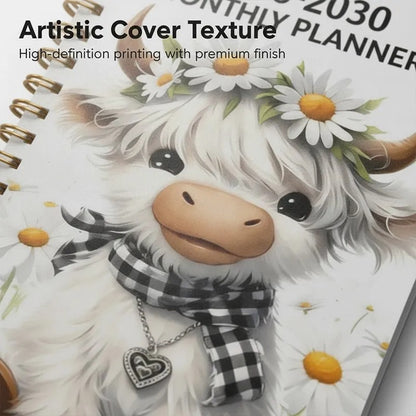 2026–2030 Five-Year Monthly Planner – Highland Cow Spiral Organizer for Home, Work & Important Dates