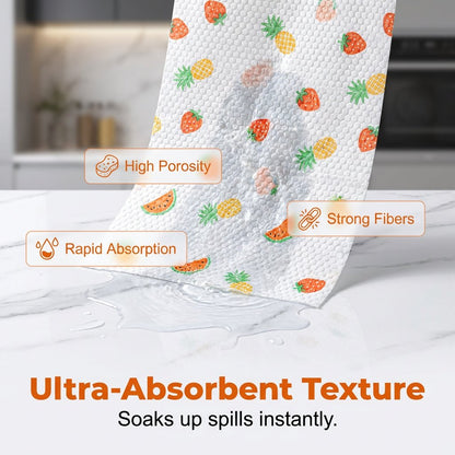 50-Piece Reusable Cleaning Cloth Roll – Washable Tear-Off Kitchen & Home Rags