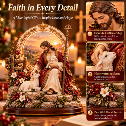 ✝️ Light of Grace™ – 3D Lighted Jesus & Virgin Mary Shepherd Blessing Sculptures