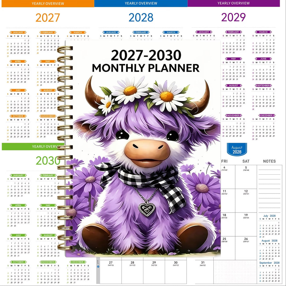 ⏰📅 LAST DAY SALE ONLY￡6.99!! 🐮2026-2030 Calendar – 5-Year Planner with Charming Highland Cow Cover | Full Month Labels & Easy Annual Viewing (60 Months)