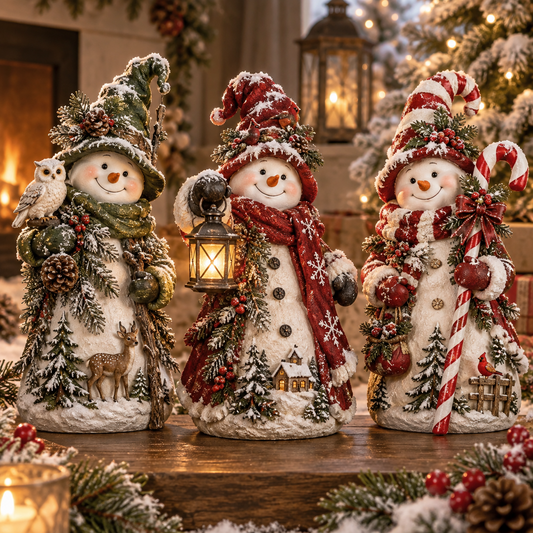 ☃️ Snowman Forest Keeper Christmas Collection – 3 Enchanted Winter Figurines