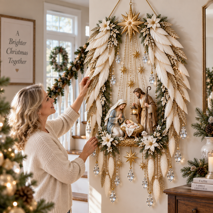 👼 Heavenly Angel Wings Nativity Light✨ – Lighted Christmas Wall Decor  ✈️