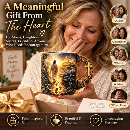 ✝️ Jesus Walks With Me™ – Heat-Reveal Faith Mug | You Are Never Alone