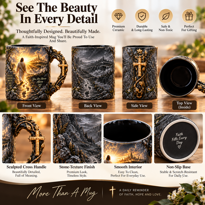 ✝️ Jesus Walks With Me™ – Heat-Reveal Faith Mug | You Are Never Alone