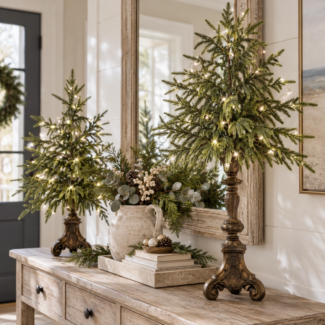 Vintage Lighted Norfolk Pine Trees