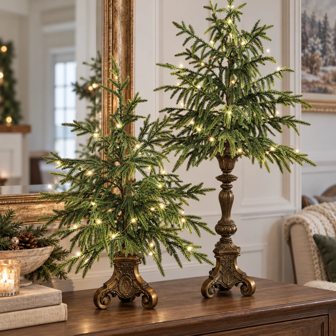 Vintage Lighted Norfolk Pine Trees
