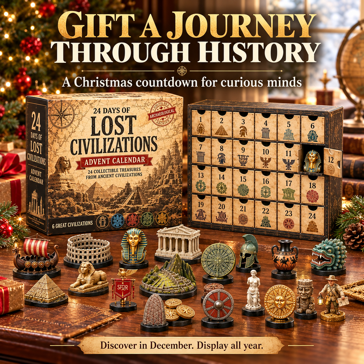 🎉2026 Lost Civilizations Archaeological Discovery Advent Calendar | 24 Ancient Treasures from 6 Great Civilizations（Acryl material）