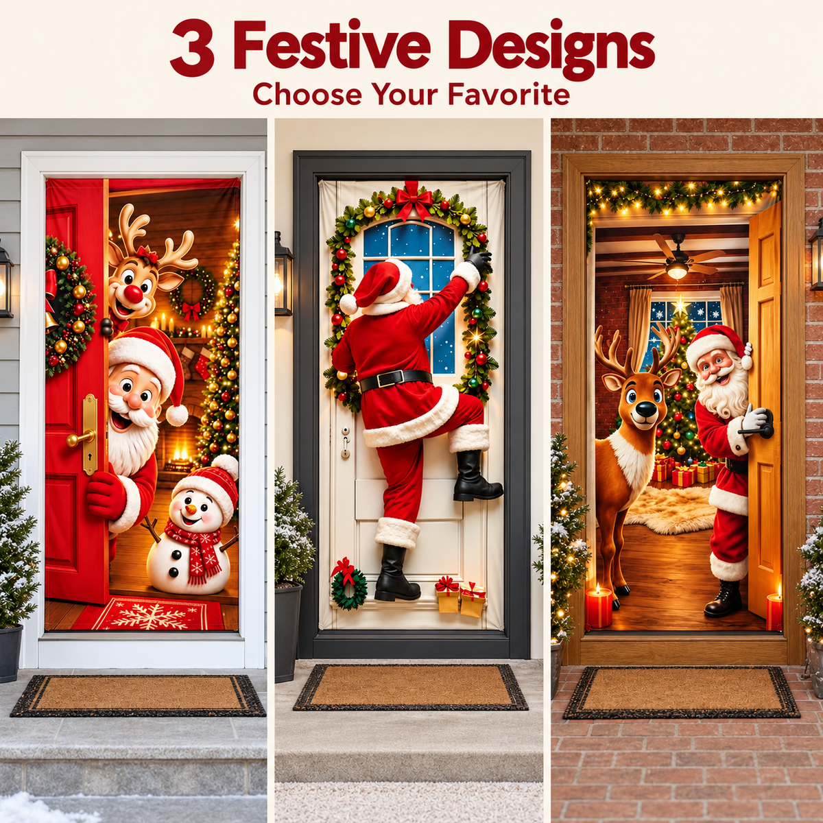 🎄 Christmas Door Cover – Bring Holiday Magic to Your Front Door