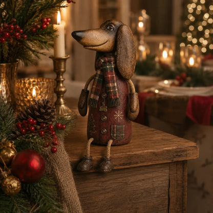 🔥Hot Sale - 50% OFF🔥🐶🎄 Vintage Christmas Dachshund Shelf Sitter