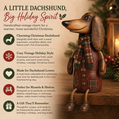 🔥Hot Sale - 50% OFF🔥🐶🎄 Vintage Christmas Dachshund Shelf Sitter