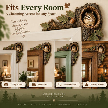 🐿️ Chipmunk Tree Hollow Door Topper | Woodland Animal Doorway Decor For Cozy Nature Homes