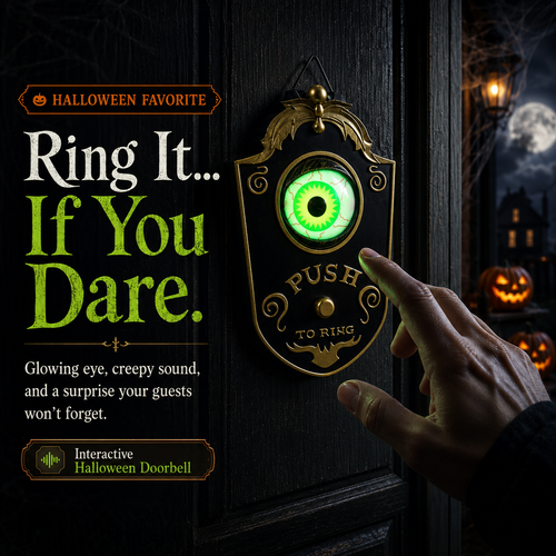 🔔 Ring If You Dare Halloween Doorbell – Glowing Moving Eye Haunted Door Decor
