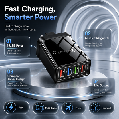 🔥The Charger Big Tech Hates | 4-Port Quick Charge 3.0 + AI Performance Boost