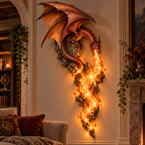 🔥 Last Day 49% OFF – Dragonfire Guardian™ Flame-Glow Wall Sconce – A Legendary Dragon Awakens