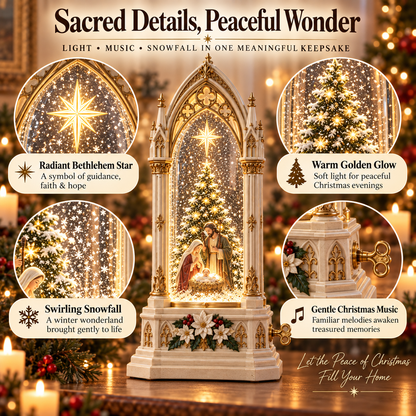 🎄 Christmas Hot Sale ✨ Bethlehem Christmas Chapel™ – Lighted Musical Snowfall Keepsake