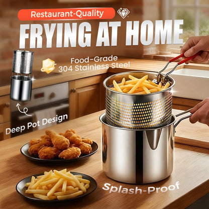 🎉Fry Crispy Food Instantly! No-Splash Oil-Saving Stainless Fryer
