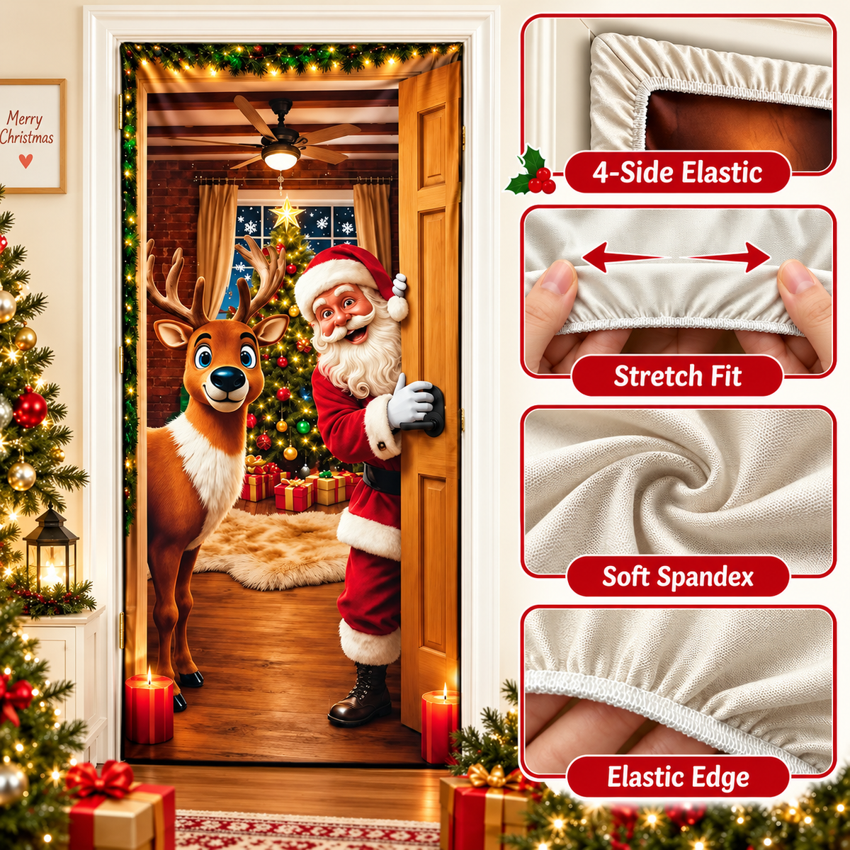 🎄 Christmas Door Cover – Bring Holiday Magic to Your Front Door