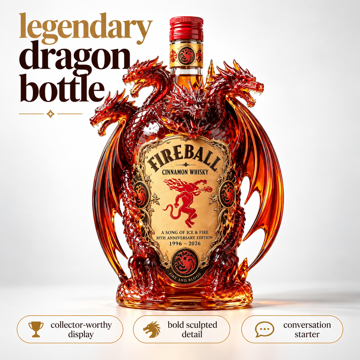 🐉 Legendary Dragon Collector Bottle™ – Sculpted Multi-Head Dragon Display for Home Bar & Gifting