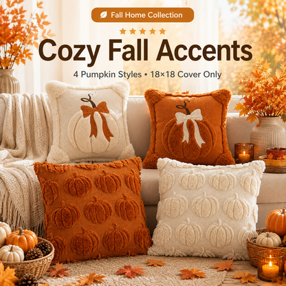 Jacquard Pumpkin Pillow Covers – 18x18 Inch