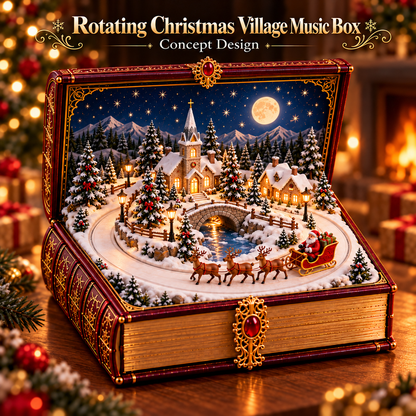 🎄 Christmas Magic Storybook – Light-Up Christmas Village Music Box