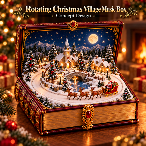 🎄 Christmas Magic Storybook – Light-Up Christmas Village Music Box